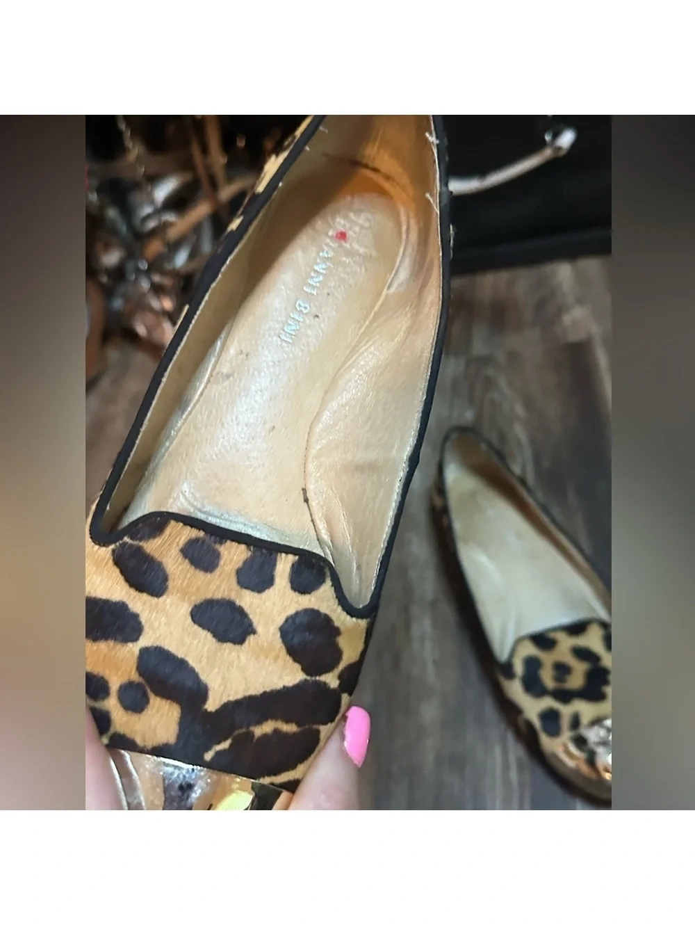 Leopard Print Flats with Gold Accents